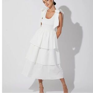 Cleobella White Tiered Midi Dress